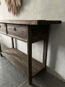 Sidetable Driftwood met onderblad|sidetable oud hout  (afhalen)