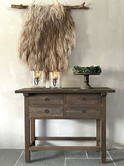 Sidetable driftwood 4 lades | sidetable oud hout met 4 lades ( afhalen)