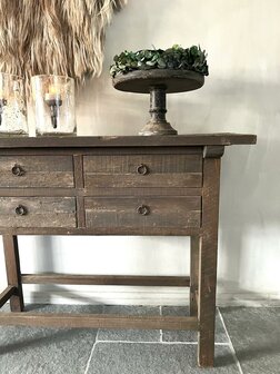 Sidetable driftwood 4 lades | sidetable oud hout met 4 lades ( afhalen)