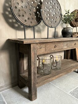 Sidetable met 2 lades en onderblad Driftwood  (afhalen)