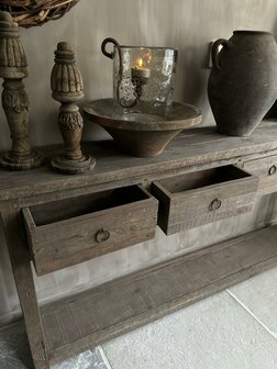 Sidetable driftwood 4 lades en onderblad (afhalen)