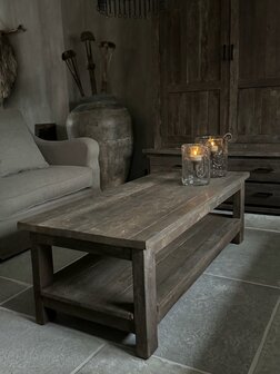 Salontafel Driftwood met onderblad  140x60cm (afhalen)