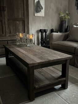 Salontafel Driftwood met onderblad  140x60cm (afhalen)