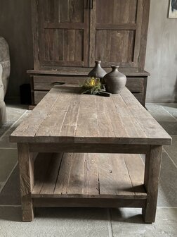 Salontafel Driftwood met onderblad  140x70cm (afhalen)