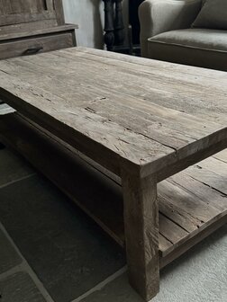 Salontafel Driftwood met onderblad  140x70cm (afhalen)