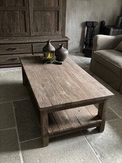 Salontafel Driftwood met onderblad  140x70cm (afhalen)