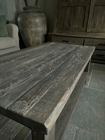 Salontafel Driftwood met onderblad | salontafel oud hout met onderblad  120x60cm (afhalen)