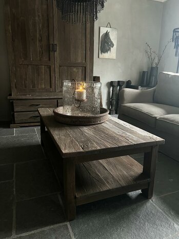 Salontafel met onderblad Driftwood  140x70cm (afhalen)