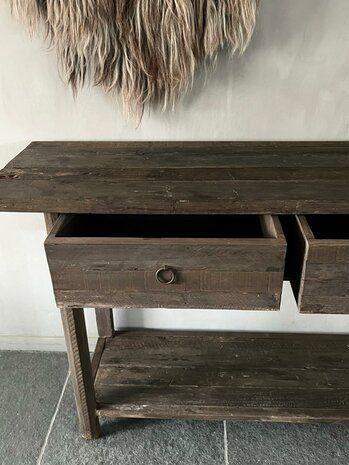 Sidetable Driftwood met onderblad|sidetable oud hout  (afhalen)