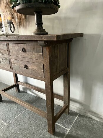 Sidetable driftwood 4 lades | sidetable oud hout met 4 lades ( afhalen)