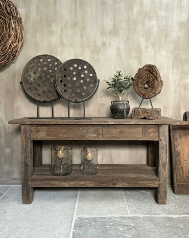 Sidetable met 2 lades en onderblad Driftwood  (afhalen)