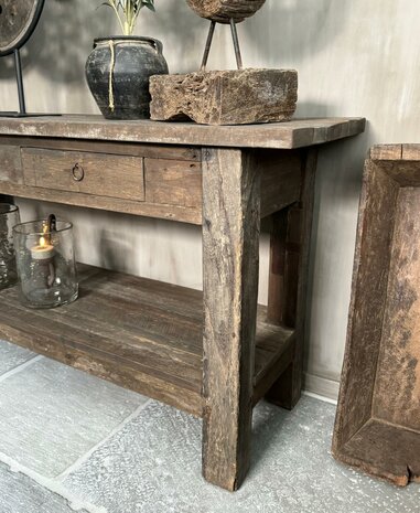 Sidetable met 2 lades en onderblad Driftwood  (afhalen)