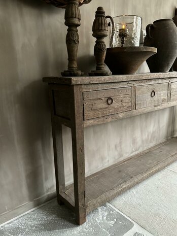 Sidetable driftwood 4 lades en onderblad (afhalen)