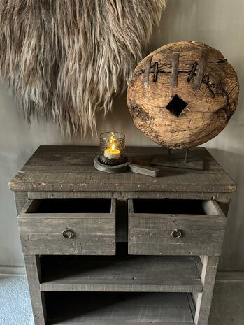 Sidetable Driftwood 2 lades | Sidetable oud hout met 2 lades 80cm Kota B (afhalen)