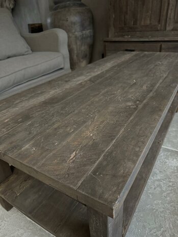 Salontafel Driftwood met onderblad  140x60cm (afhalen)