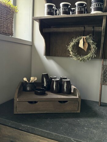 Houten display met lade Driftwood 