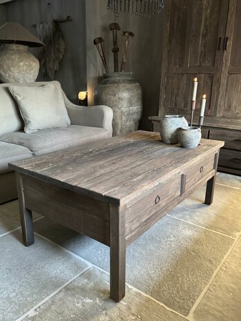 Salontafel Driftwood met 2 lades 130x75cm (afhalen)