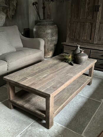 Salontafel Driftwood met onderblad  140x70cm (afhalen)