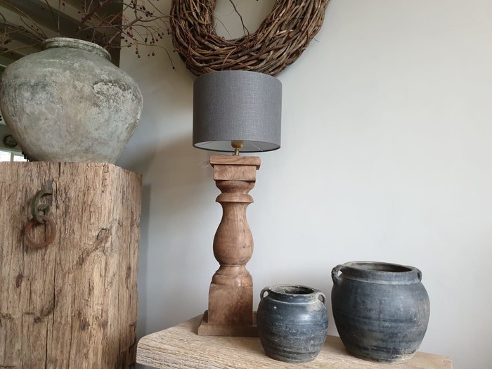 Houten Balusterlamp (hoogte 55cm) Stoere en Landelijke Stijl De