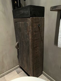 Toilet Meubel Oud Hout Toiletkastje Driftwood Inclusief Granieten Spoelbak Stoere En